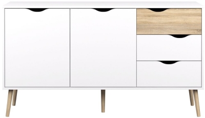 Oslo Sideboard Large 3 Drawer 2 Door in White and Oak