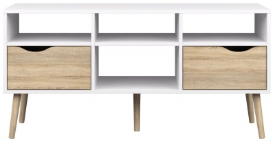 Product photograph of Oslo Tv Unit Wide 2 Drawer 4 Shelves from Choice Furniture Superstore