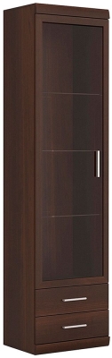 Product photograph of Imperial Mahogany Effect 1 Door Glazed Narrow Cabinet from Choice Furniture Superstore