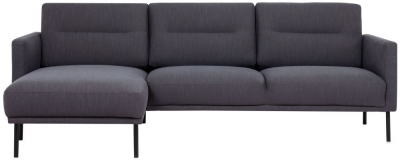 Product photograph of Larvik Dark Grey Fabric Corner Sofa With Black Legs - Lhf from Choice Furniture Superstore