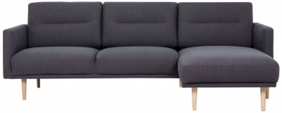 Product photograph of Larvik Dark Grey Fabric Corner Sofa With Oak Legs - Rhf from Choice Furniture Superstore