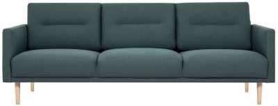 Product photograph of Larvik Green Fabric 3 Seater Sofa With Oak Legs from Choice Furniture Superstore