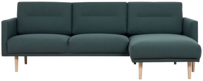 Product photograph of Larvik Chaiselongue Sofa Dark Green With Oak Legs Rh from Choice Furniture Superstore