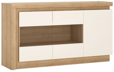 Product photograph of Lyon Oak Effect Medium Glazed Sideboard - 3 Doors from Choice Furniture Superstore