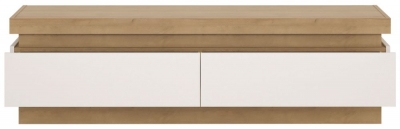 Product photograph of Lyon 2 Drawer Tv Cabinet In Riviera Oak And White High Gloss from Choice Furniture Superstore