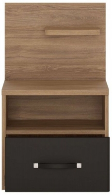 Product photograph of Monaco Black And Oak 1 Drawer Bedside With Open Shelf Rh from Choice Furniture Superstore