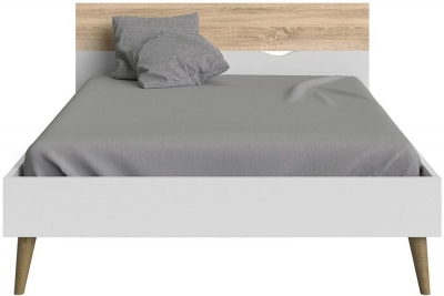 Product photograph of Oslo White And Oak Effect 4ft 6in Double Bed from Choice Furniture Superstore