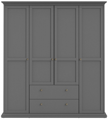 Product photograph of Paris Grey 4 Door And 2 Drawer Double Wardrobe from Choice Furniture Superstore