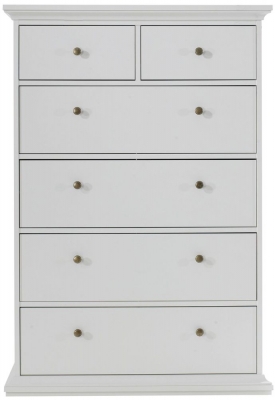 Product photograph of Paris 6 Drawer Chest In White from Choice Furniture Superstore