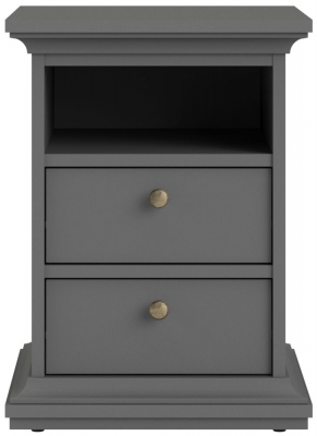 Product photograph of Paris Grey 2 Drawer Bedside Cabinet from Choice Furniture Superstore