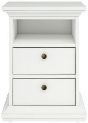 Product photograph of Paris White 2 Drawer Bedside Cabinet from Choice Furniture Superstore