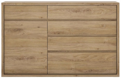 Product photograph of Shetland Oak 1 Door 5 Drawer Cupboard from Choice Furniture Superstore