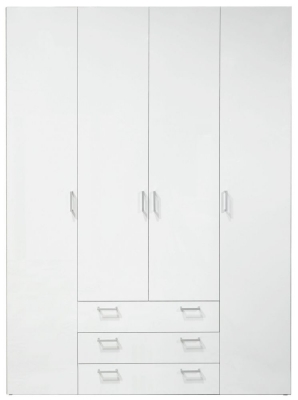 Product photograph of Space White 4 Door 3 Drawer Wardrobe from Choice Furniture Superstore