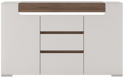 Product photograph of Toronto 2 Door 3 Drawer Sideboard In Gloss White And Sanremo Oak from Choice Furniture Superstore