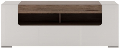 Product photograph of Toronto 140cm Wide Tv Cabinet In Gloss White And Sanremo Oak from Choice Furniture Superstore