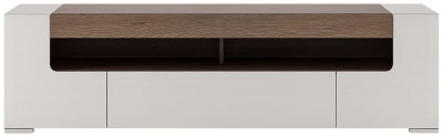 Product photograph of Toronto 190cm Wide Tv Cabinet In Gloss White And Sanremo Oak from Choice Furniture Superstore