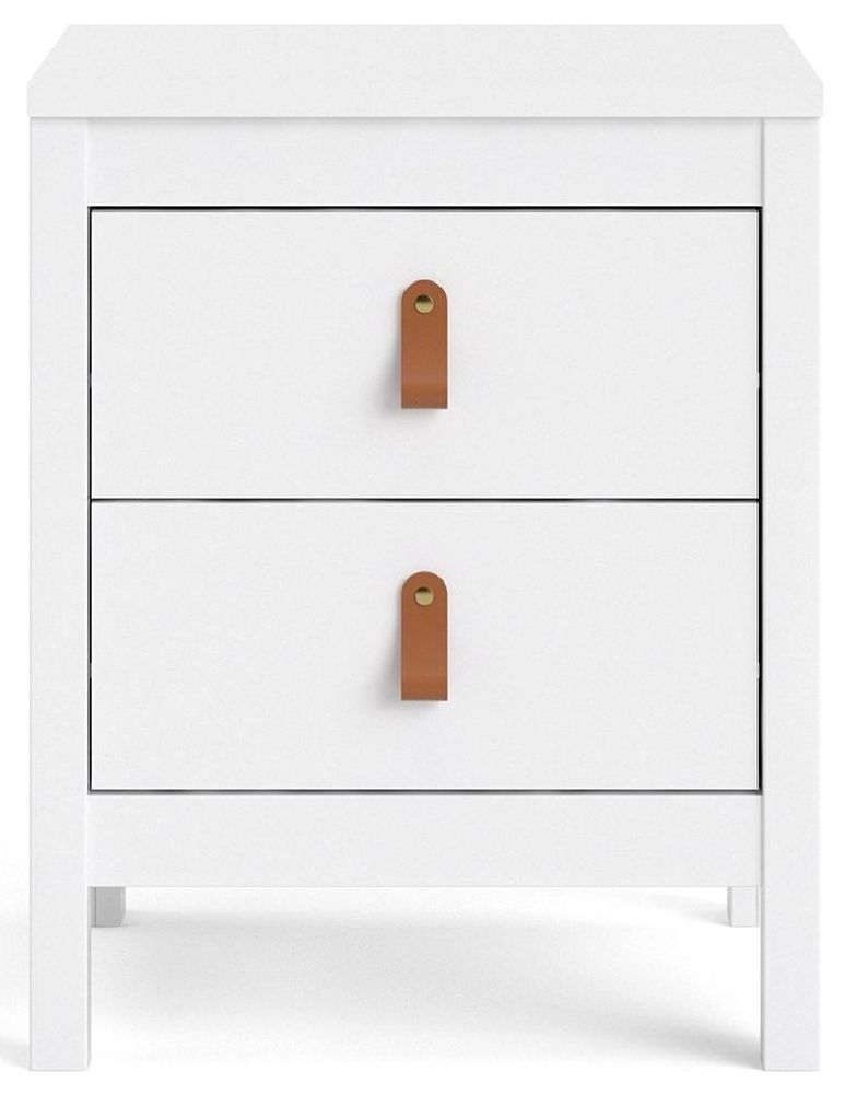 Barcelona White 2 Drawer Bedside Table