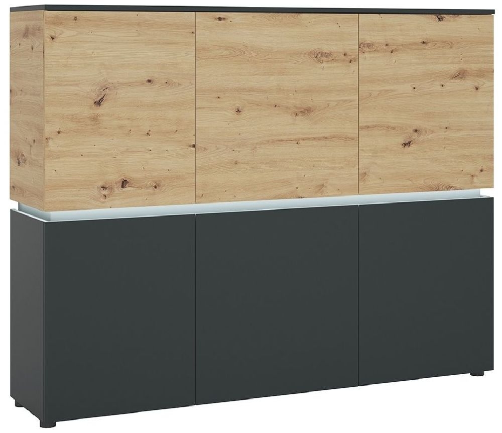 Jaxon Black and Oak Effect 6 Door Cabinet