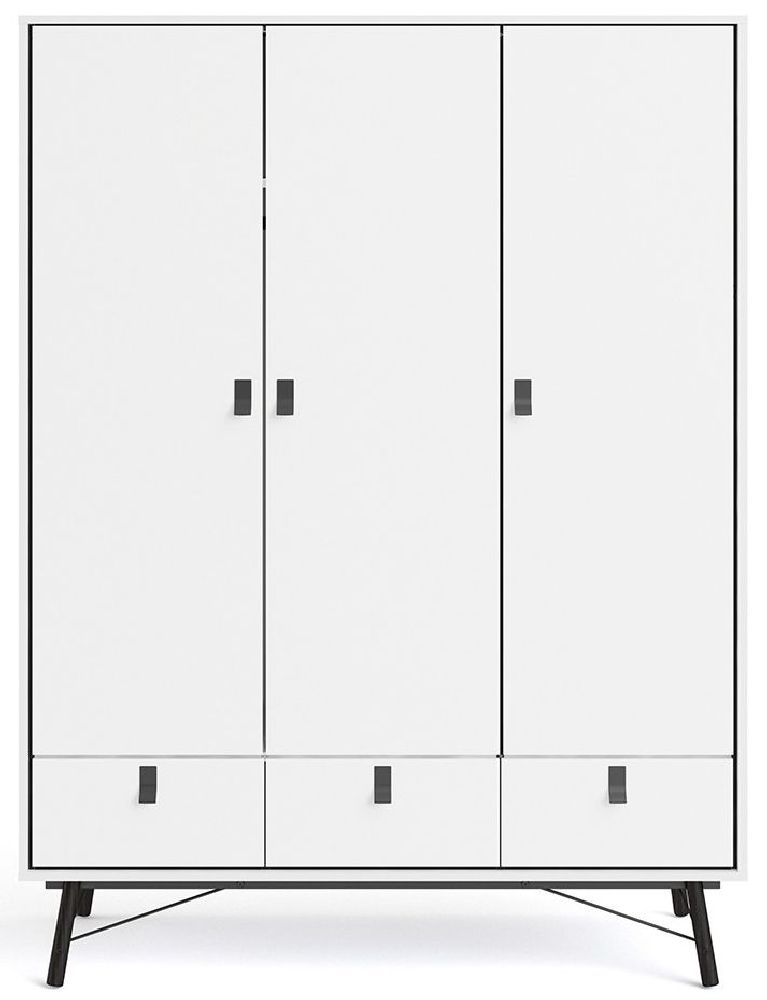 Ry White 3 Door 3 Drawer Wardrobe