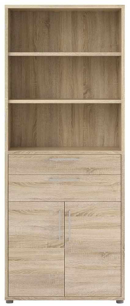 Prima Oak Effect 2 Door with 3 Shelves Bookcase