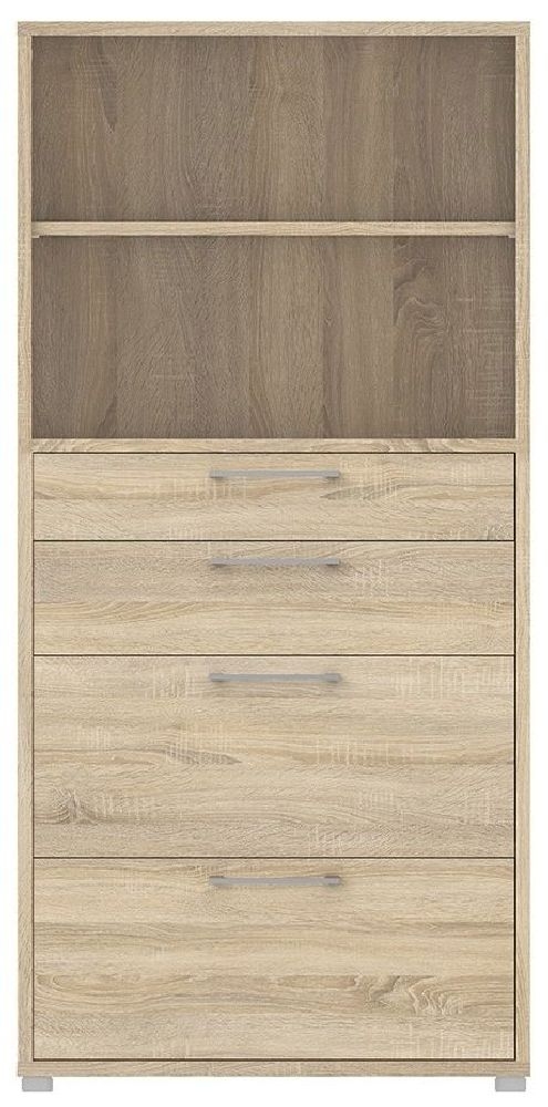 Prima Oak Effect 4 Drawer with 1 Shelf Bookcase