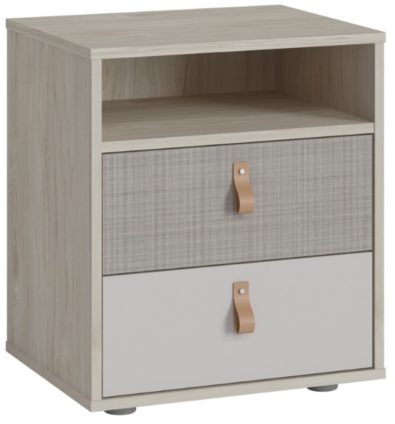 Denim Light Wood Effect 2 Drawer Bedside Cabinet
