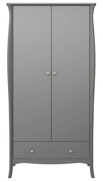 Baroque Grey 2 Door 1 Drawer Double Wardrobe