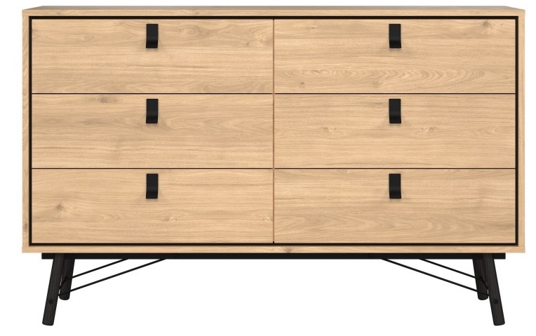 Ry Oak Effect 6 Drawer Wide Chest
