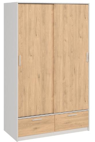 Inverell White and Oak Effect 2 Door 2 Drawer Sliding Wardrobe