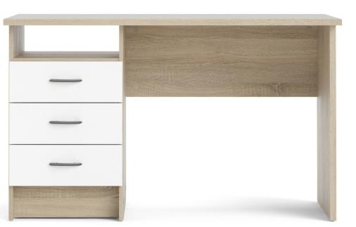Function Plus White and Oak Effect 3 Drawer Desk