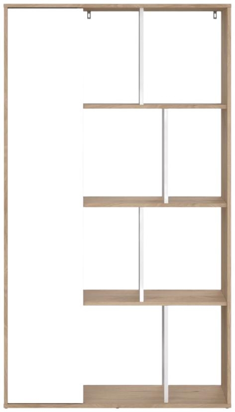 Maze White Gloss and Oak Effect Bookcase