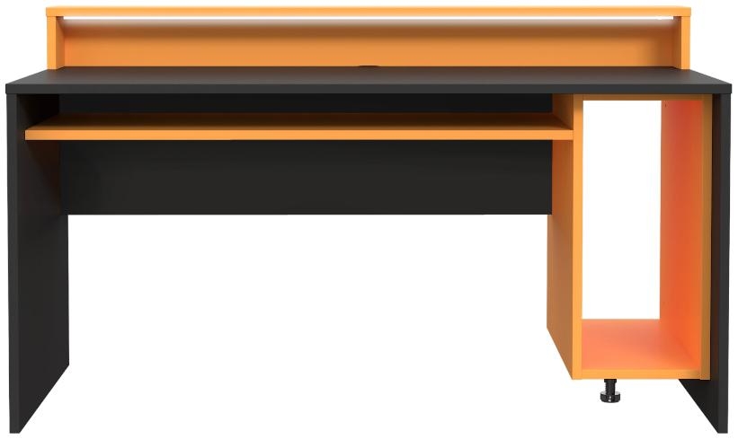 Tezaur Black and Orange LED Light Gaming Desk