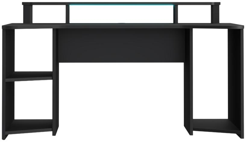 Tezaur Black 1 Shelf LED Light Gaming Desk