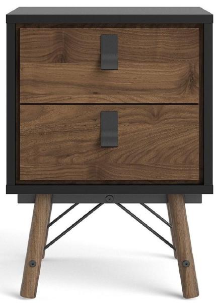Ry Walnut Effect 2 Drawer Bedside Cabinet