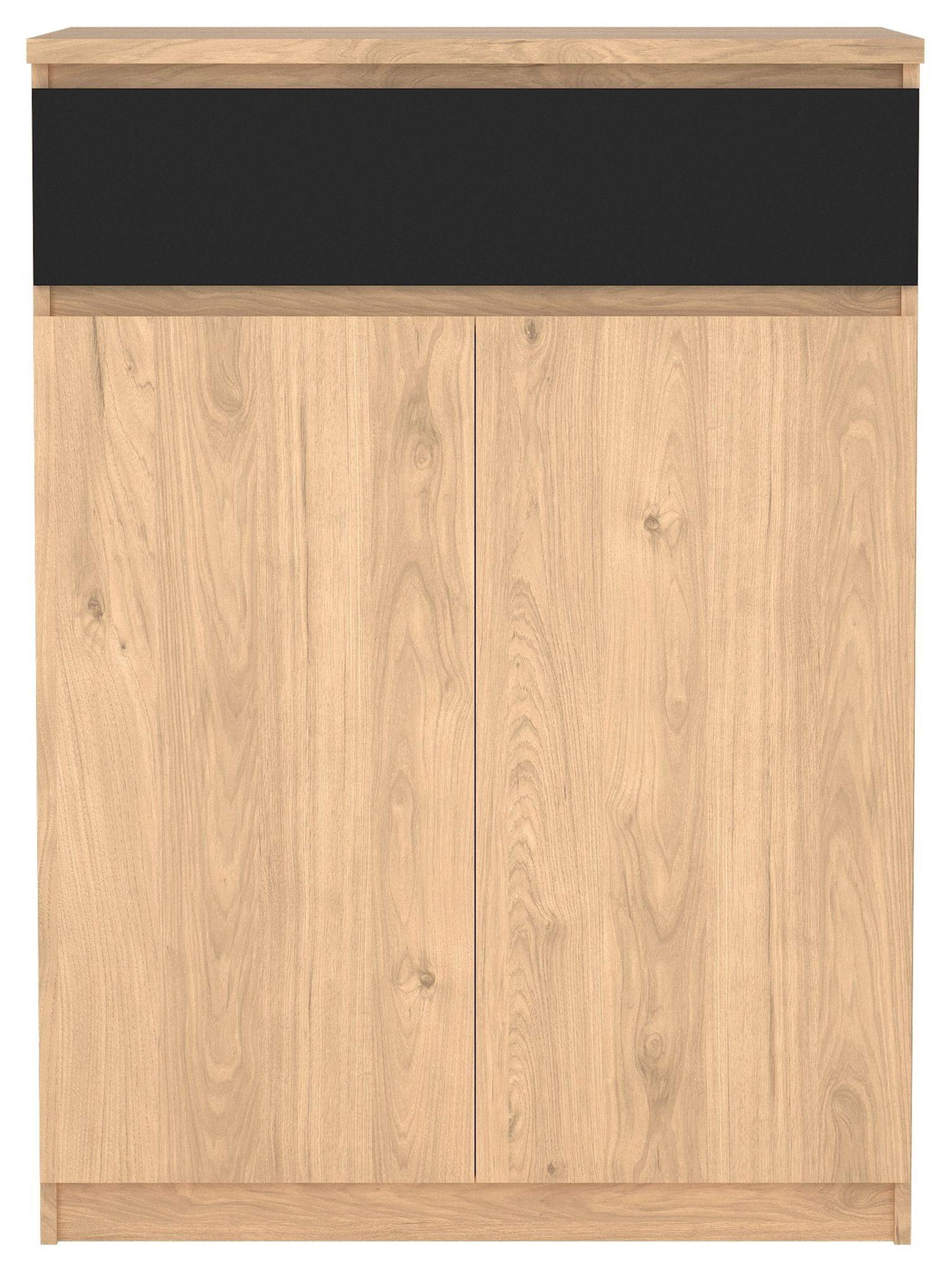 Naia Oak and Black 2 Door Cabinet