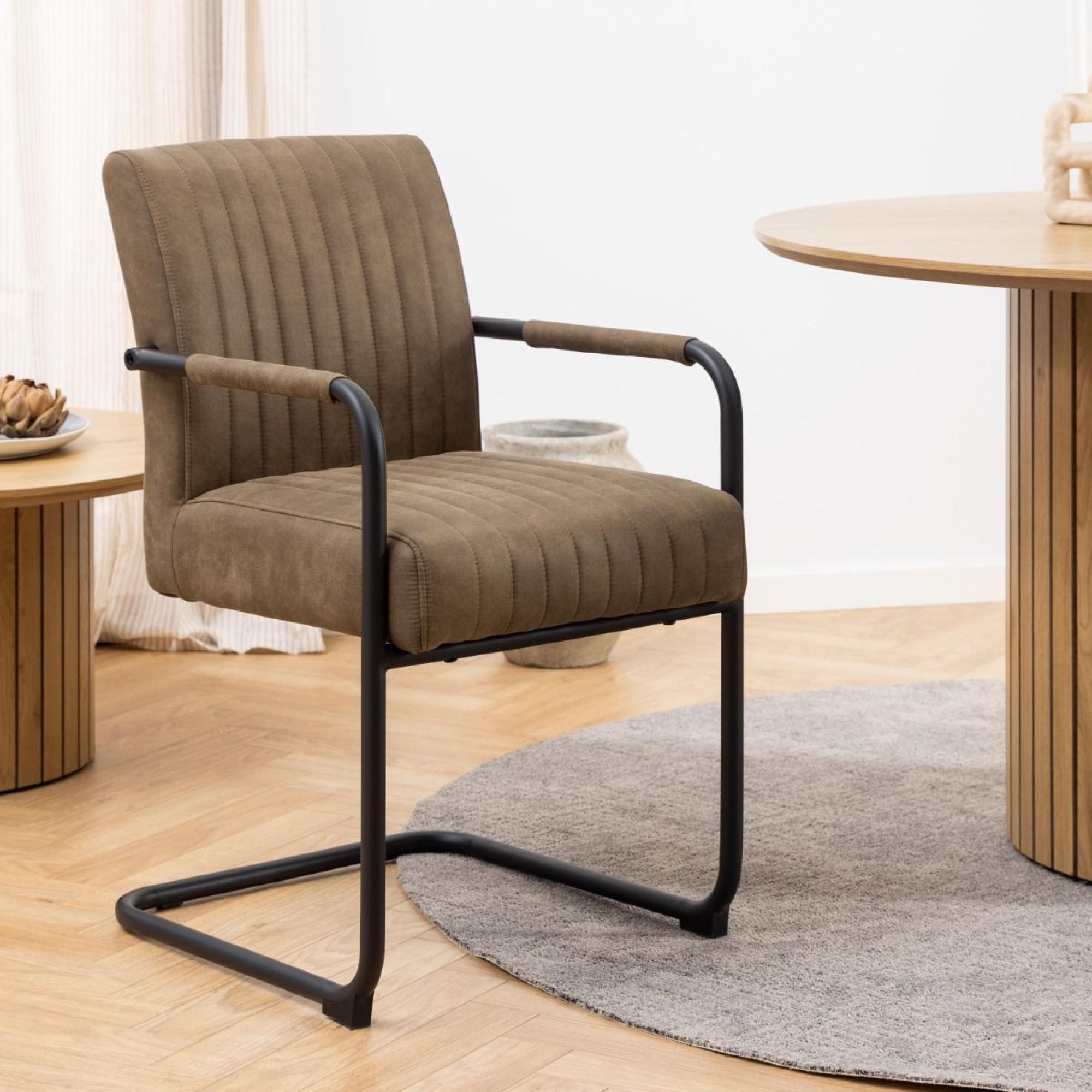 2  x Adele Light Brown Fabric Dining Chair