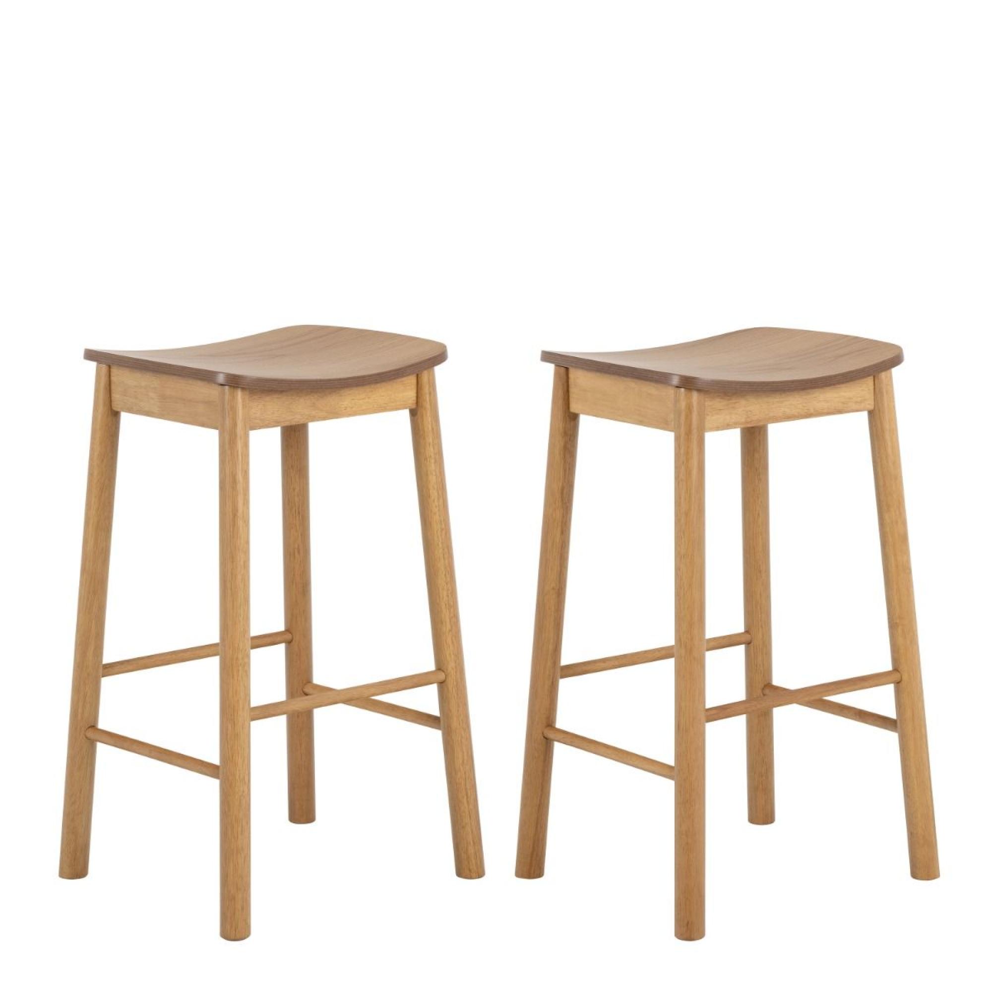 Set of 2 Barlow Matt Oak Bar Stool Without Back