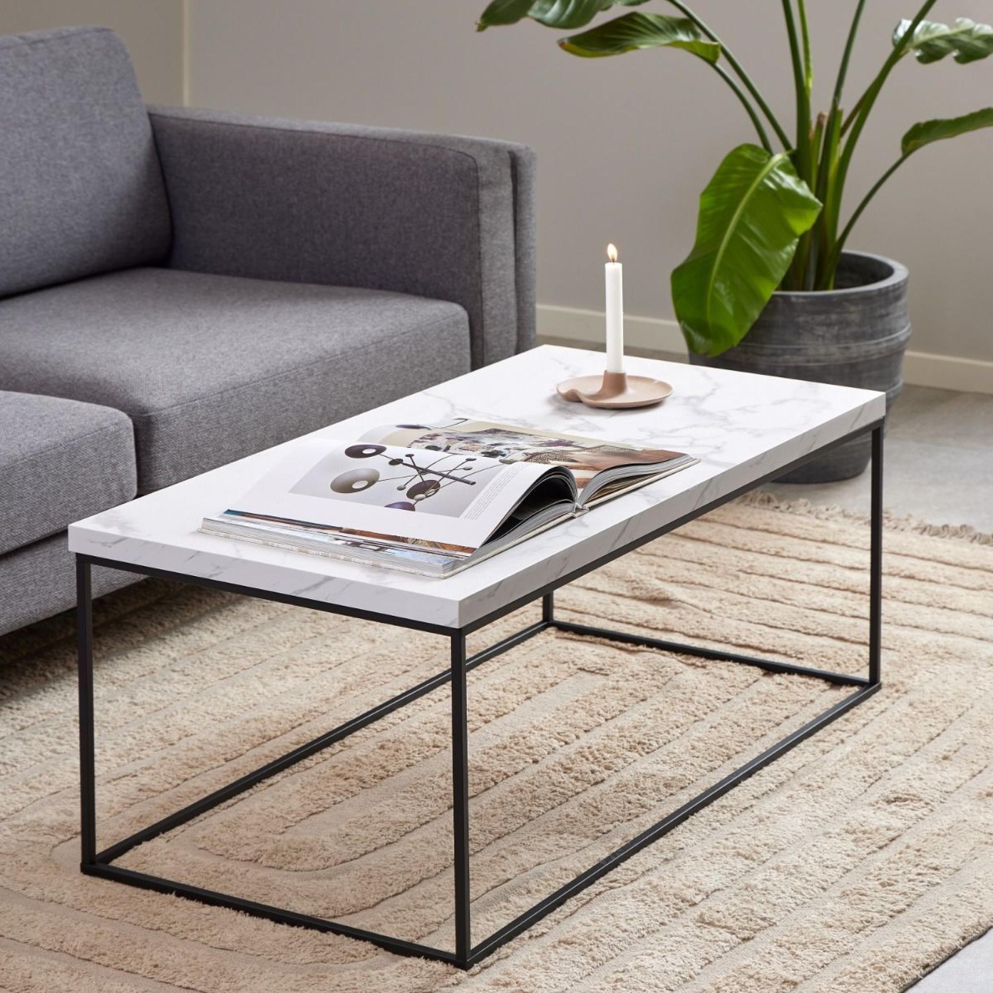 Barossa White Marble Effect 110cm Coffee Table