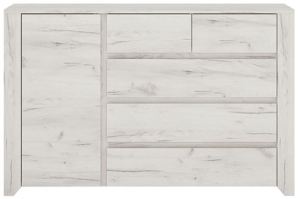 Angel White Oak 1 Door 2+3 Drawer Chest