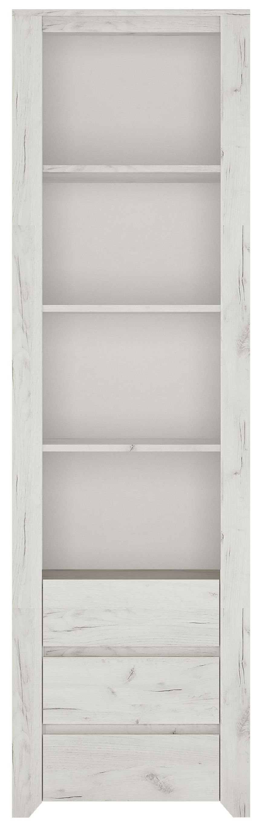 Angel White Tall 3 Drawer Bookcase