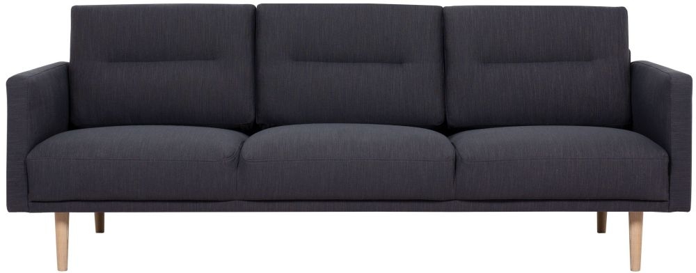 Larvik Dark Grey Fabric 3 Seater Sofa with Oak Legs