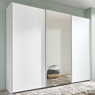 Product photograph of Nolte Marcato2 1 Polar White 3 Door Sliding Wardrobe With 1 Mirror Front - 300cm from Choice Furniture Superstore