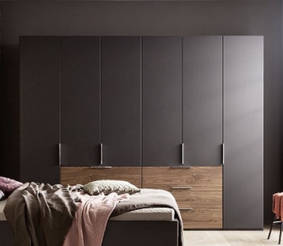 Product photograph of Nolte Concept Me 100 Basalt And Imitation Macadamia Walnut 6 Door Combi Wardrobe - 320cm from Choice Furniture Superstore