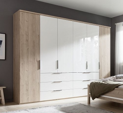 Product photograph of Nolte Concept Me 100 Imitation Sonoma Oak And Polar White 6 Door Combi Wardrobe - 320cm from Choice Furniture Superstore