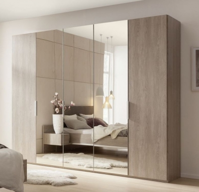 Product photograph of Nolte Concept Me 200 Imitation Sonoma Oak 5 Door Folding Panorama Wardrobe With 3 Mirror Front - 250cm from Choice Furniture Superstore