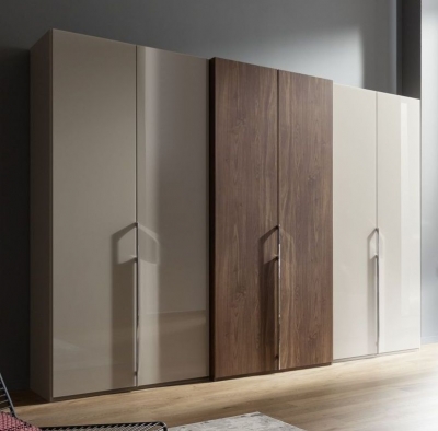 Product photograph of Nolte Concept Me 230 Polar White With Imitation Macadamia Walnut 6 Door Wardrobe - 300cm from Choice Furniture Superstore