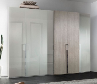 Product photograph of Nolte Concept Me 230 Silk Grey With Imitation Platinum Oak 6 Door Wardrobe - 300cm from Choice Furniture Superstore