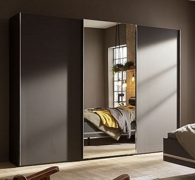 Product photograph of Nolte Concept Me 300 Basalt 3 Door Sliding Wardrobe With 1 Mirror Front - 300cm from Choice Furniture Superstore
