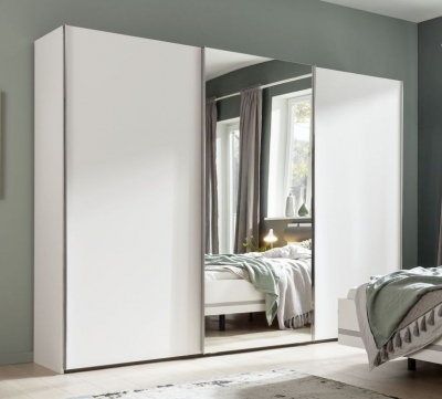Product photograph of Nolte Concept Me 300 Polar White 3 Door Sliding Wardrobe With 1 Mirror Front - 300cm from Choice Furniture Superstore