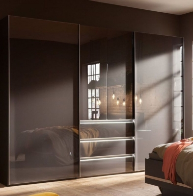 Product photograph of Nolte Concept Me 320 Basalt 2 Hinged Door And 2 Sliding Door Combi Wardrobe With 3 Drawers - 300cm from Choice Furniture Superstore